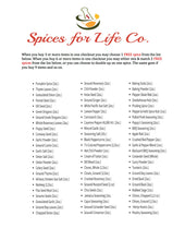 Spices for Life Company, Free Spices